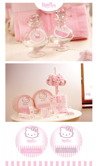Trusou de botez personalizat brodat cu Hello Kitty pentru fete, Kitty Sugar  4